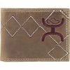 HOOey Men's Embroidered Bi-Fold Wallet Brown
