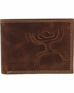HOOey Men's Embossed Bi-fold Wallet Brown