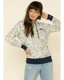 HOOey Women's Cream Paisley Hoodie Sweatshirt -Hooey Shop 2000322550 110 P1 1