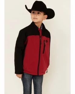 HOOey Boys' Red Colorblock Logo Zip-Front Softshell Jacket 