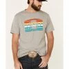 HOOey Men's Grey Electric Sunset Logo Graphic T-Shirt 