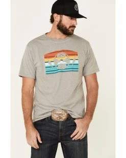 HOOey Men's Grey Electric Sunset Logo Graphic T-Shirt 
