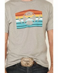 HOOey Men's Grey Electric Sunset Logo Graphic T-Shirt  -Hooey Shop 2000322753 020 P4