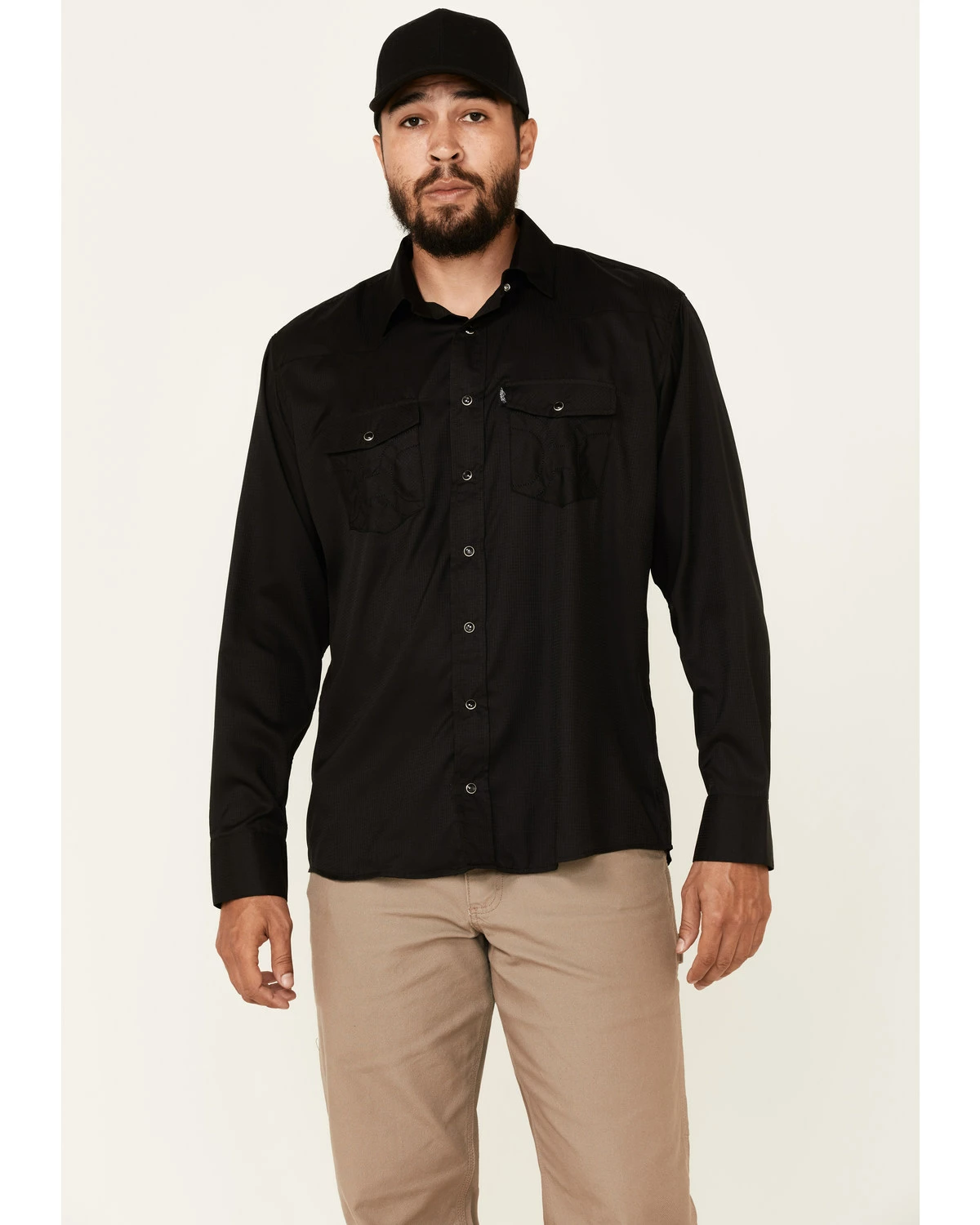 HOOey Men's Solid Black Habitat Sol Long Sleeve Snap Western Shirt 7 HOOey Men's Solid Black Habitat Sol Long Sleeve Snap Western Shirt - Image 5
