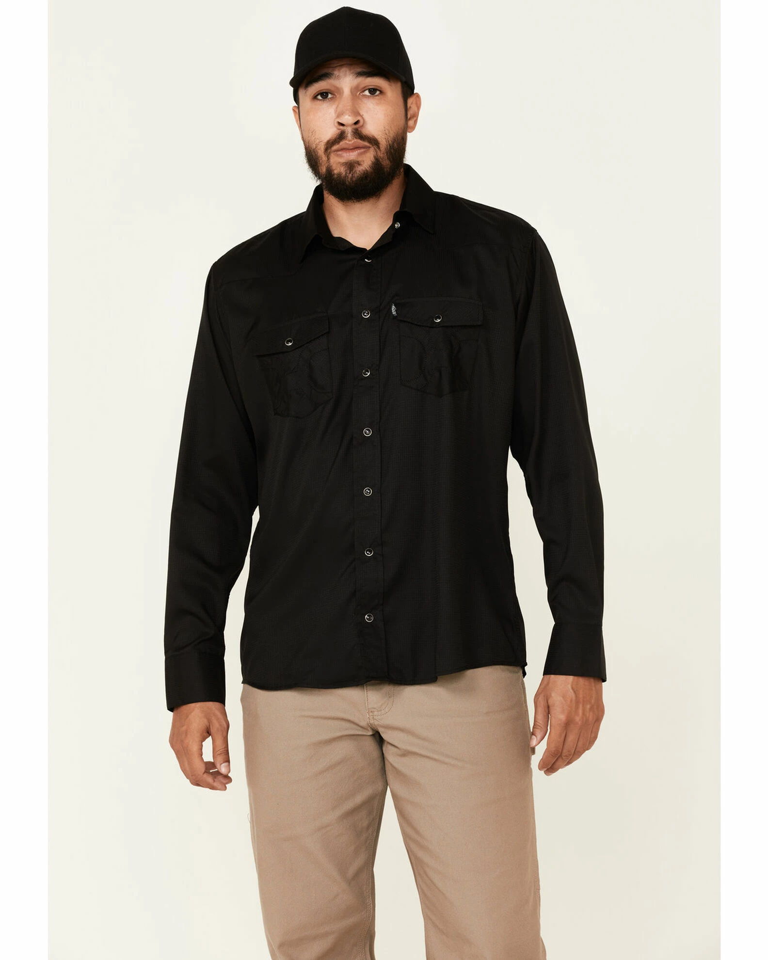 HOOey Men's Solid Black Habitat Sol Long Sleeve Snap Western Shirt 3 HOOey Men's Solid Black Habitat Sol Long Sleeve Snap Western Shirt