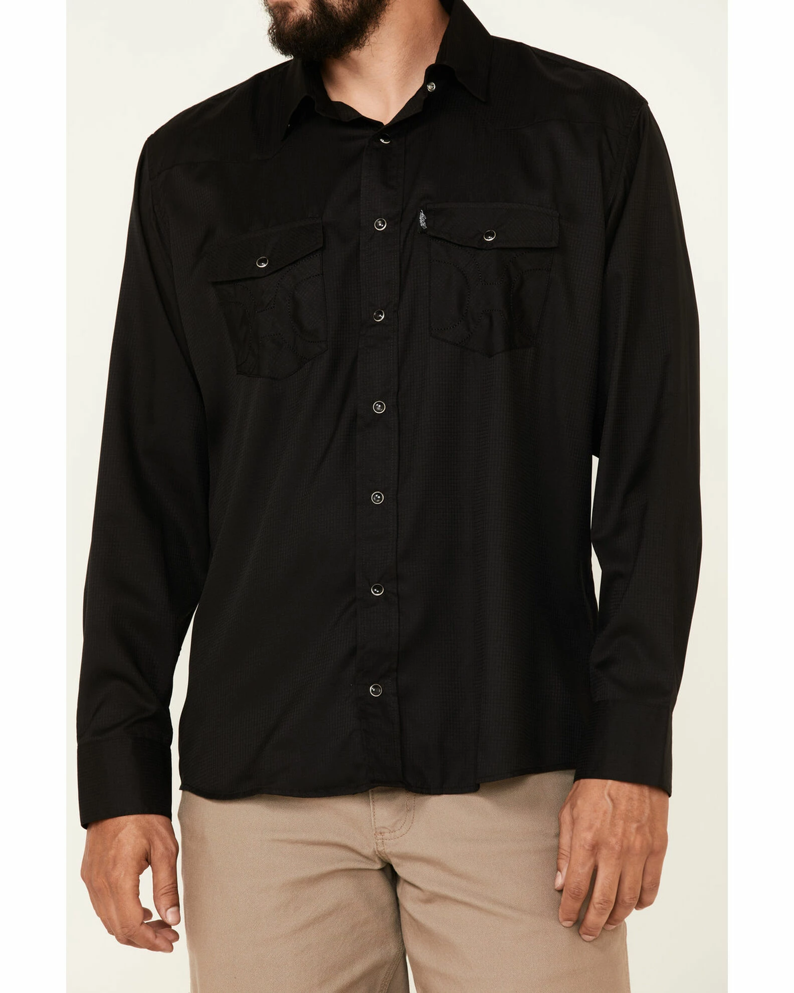 HOOey Men's Solid Black Habitat Sol Long Sleeve Snap Western Shirt 5 HOOey Men's Solid Black Habitat Sol Long Sleeve Snap Western Shirt - Image 3