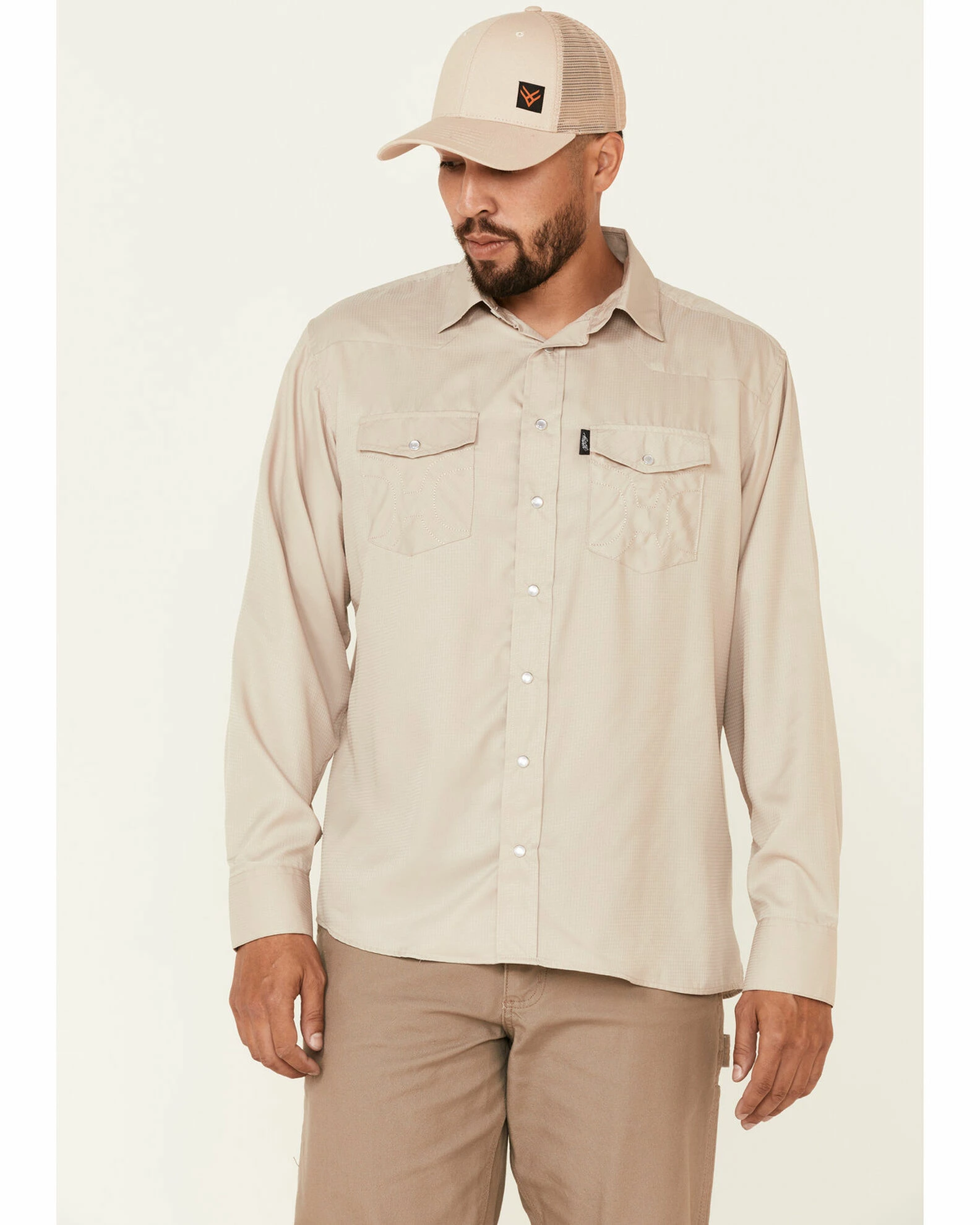 HOOey Men's Solid Tan Habitat Sol Long Sleeve Snap Western Shirt 3 HOOey Men's Solid Tan Habitat Sol Long Sleeve Snap Western Shirt