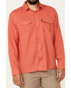 HOOey Men's Solid Watermelon Habitat Sol Long Sleeve Snap Western Shirt  Pink -Hooey Shop 2000337212 650 P3