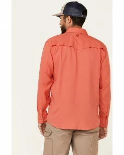 HOOey Men's Solid Watermelon Habitat Sol Long Sleeve Snap Western Shirt  Pink -Hooey Shop 2000337212 650 P4