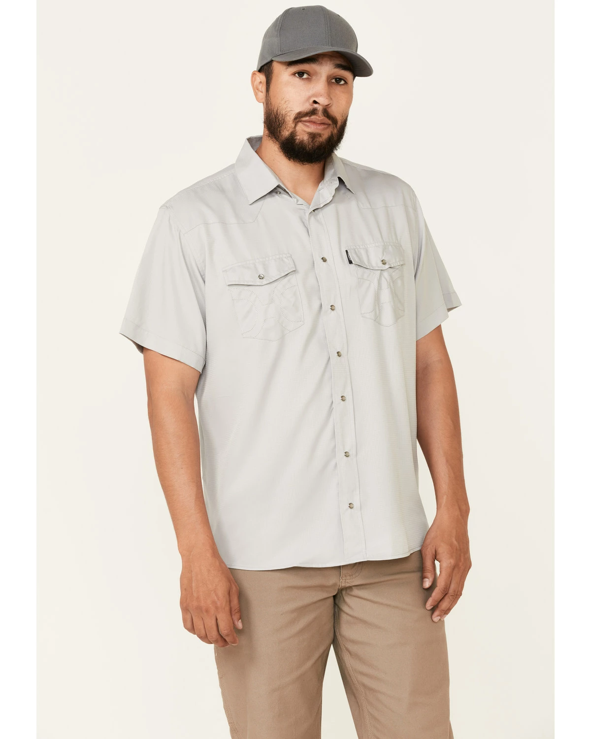HOOey Men's Solid Light Grey Habitat Sol Short Sleeve Snap Western Shirt 7 HOOey Men's Solid Light Grey Habitat Sol Short Sleeve Snap Western Shirt - Image 5