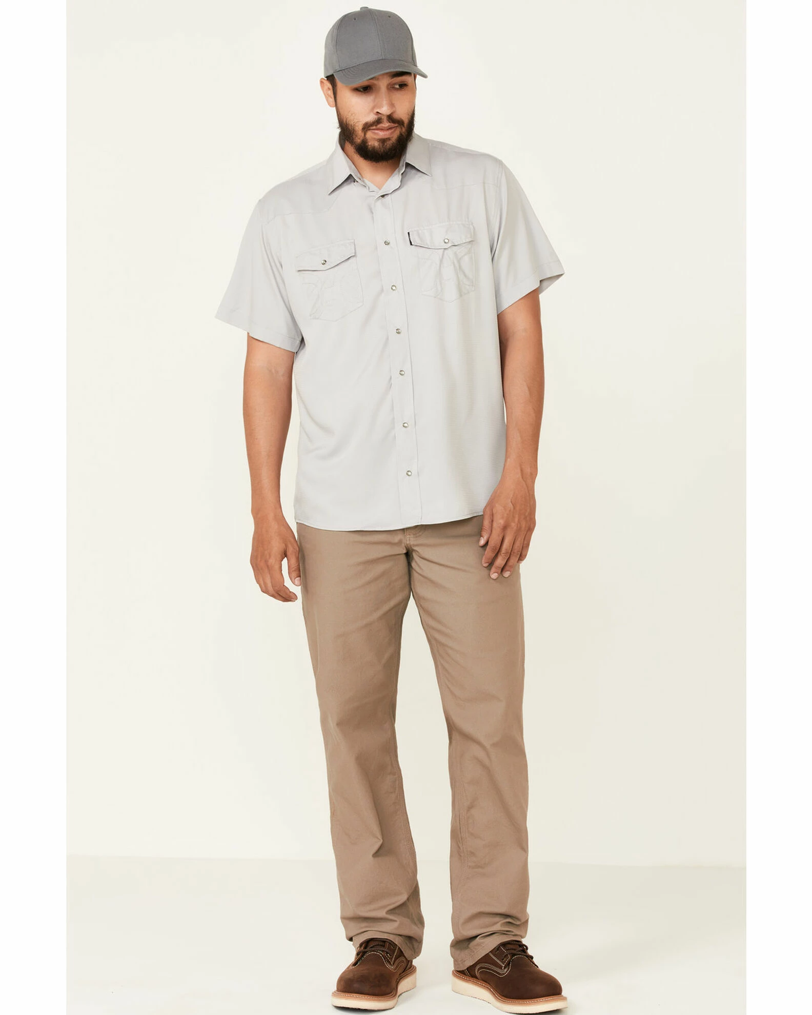 HOOey Men's Solid Light Grey Habitat Sol Short Sleeve Snap Western Shirt 4 HOOey Men's Solid Light Grey Habitat Sol Short Sleeve Snap Western Shirt - Image 2