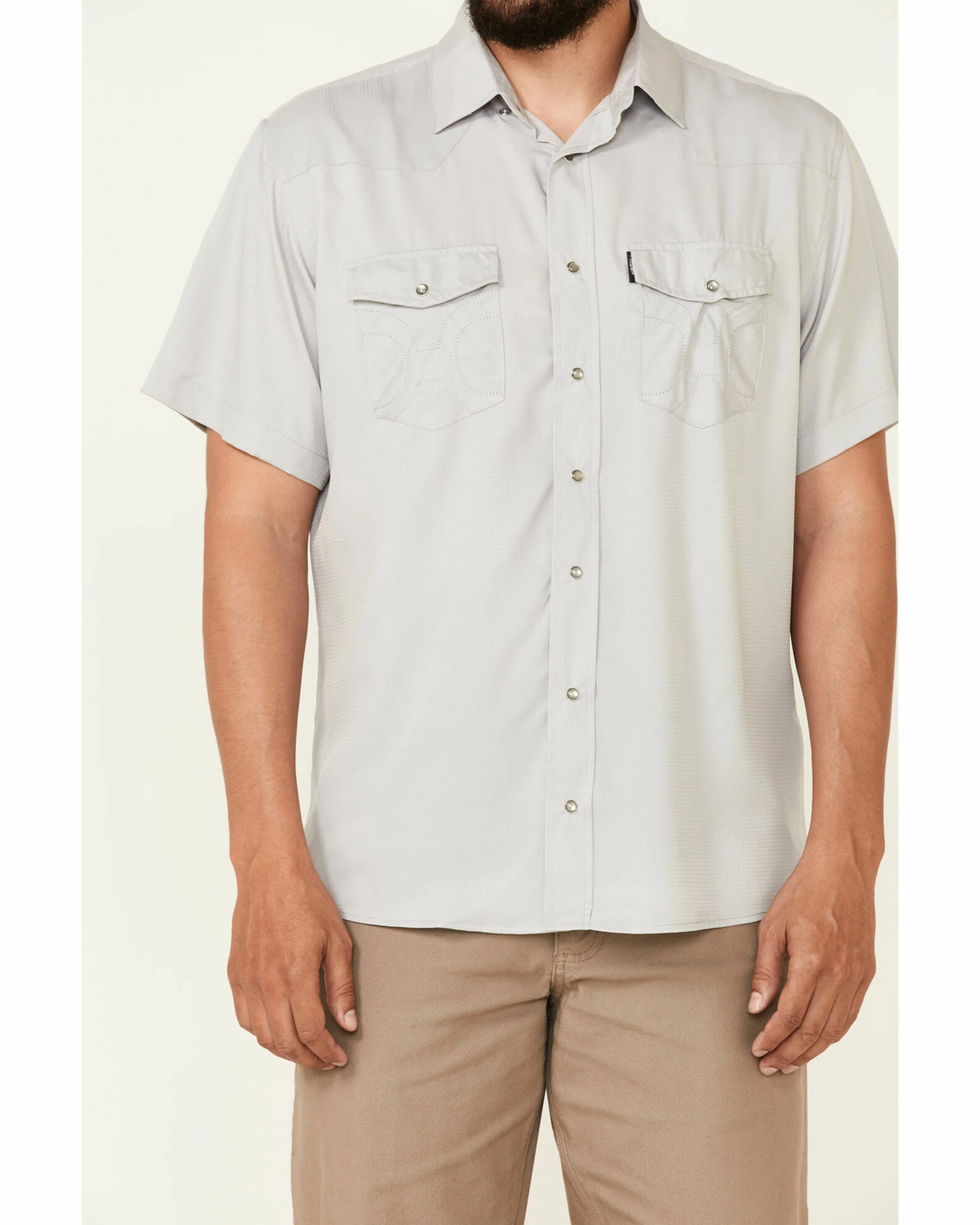 HOOey Men's Solid Light Grey Habitat Sol Short Sleeve Snap Western Shirt 5 HOOey Men's Solid Light Grey Habitat Sol Short Sleeve Snap Western Shirt - Image 3