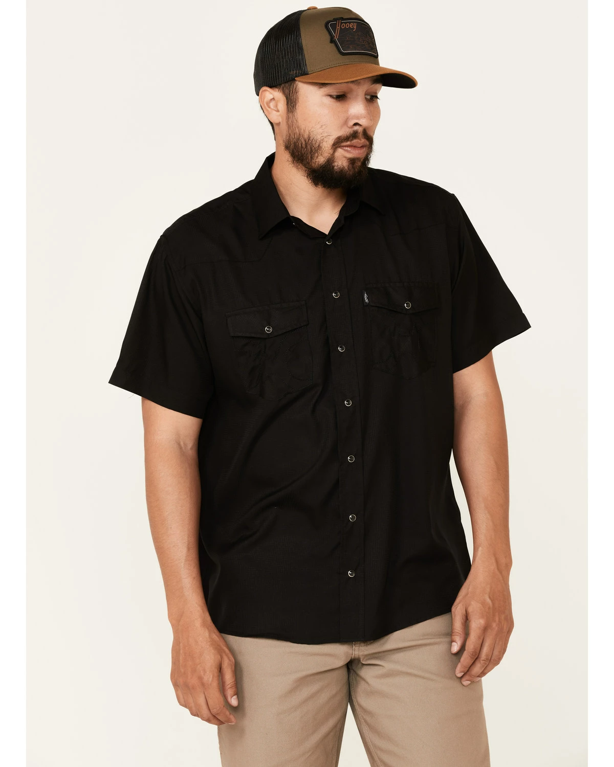 HOOey Men's Solid Black Habitat Sol Short Sleeve Snap Western Shirt 7 HOOey Men's Solid Black Habitat Sol Short Sleeve Snap Western Shirt - Image 5