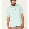 HOOey Men's Solid Teal Habitat Sol Short Sleeve Snap Western Shirt  -Hooey Shop 2000337217 442 P1