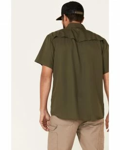 HOOey Men's Solid Olive Habitat Sol Short Sleeve Snap Western Shirt  -Hooey Shop 2000337218 341 P4