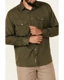 HOOey Men's Solid Olive Habitat Sol Long Sleeve Snap Western Shirt  -Hooey Shop 2000337219 341 P3