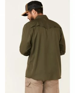 HOOey Men's Solid Olive Habitat Sol Long Sleeve Snap Western Shirt  -Hooey Shop 2000337219 341 P4