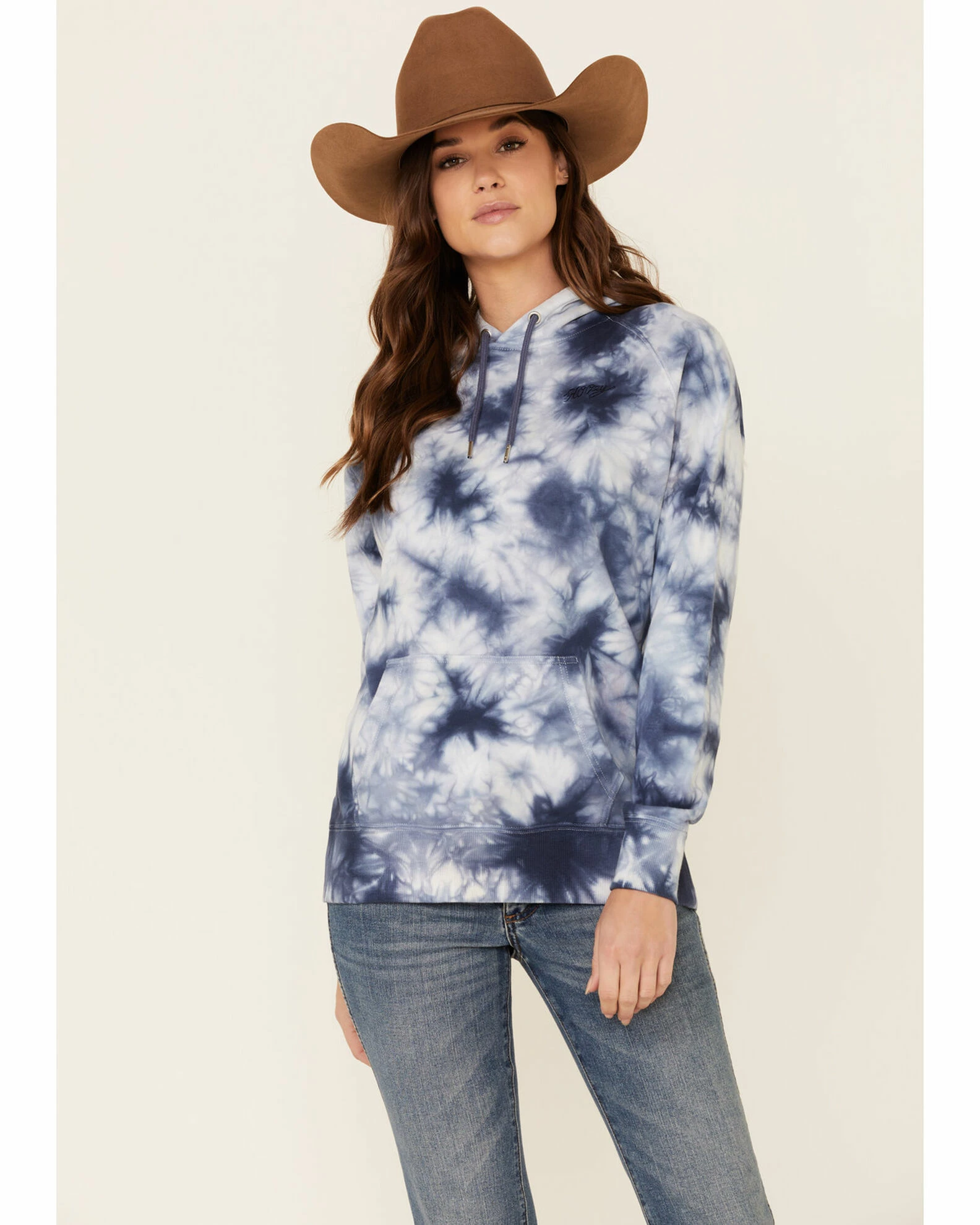 HOOey Women's Navy Tie Die Logo Graphic Hoodie 3 HOOey Women's Navy Tie Die Logo Graphic Hoodie