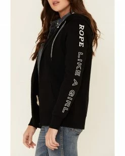 HOOey Women's Black Rope Like A Girl Zip-Up Hooded Sweatshirt 9 HOOey Women's Black Rope Like A Girl Zip-Up Hooded Sweatshirt -Hooey Shop 2000337862 001 P3