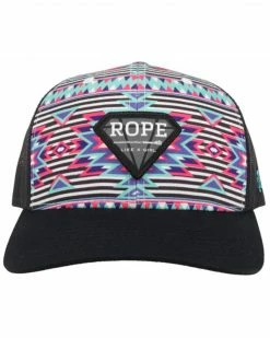HOOey Women's Rope Like A Girl Southwestern Print Mesh-Back Ball Cap  -Hooey Shop 2000338553 900 P3