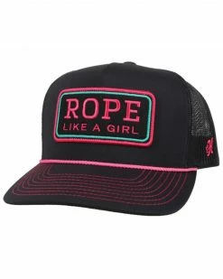HOOey Women's Black & Pink Rope Like A Girl Mesh-Back Ball Cap