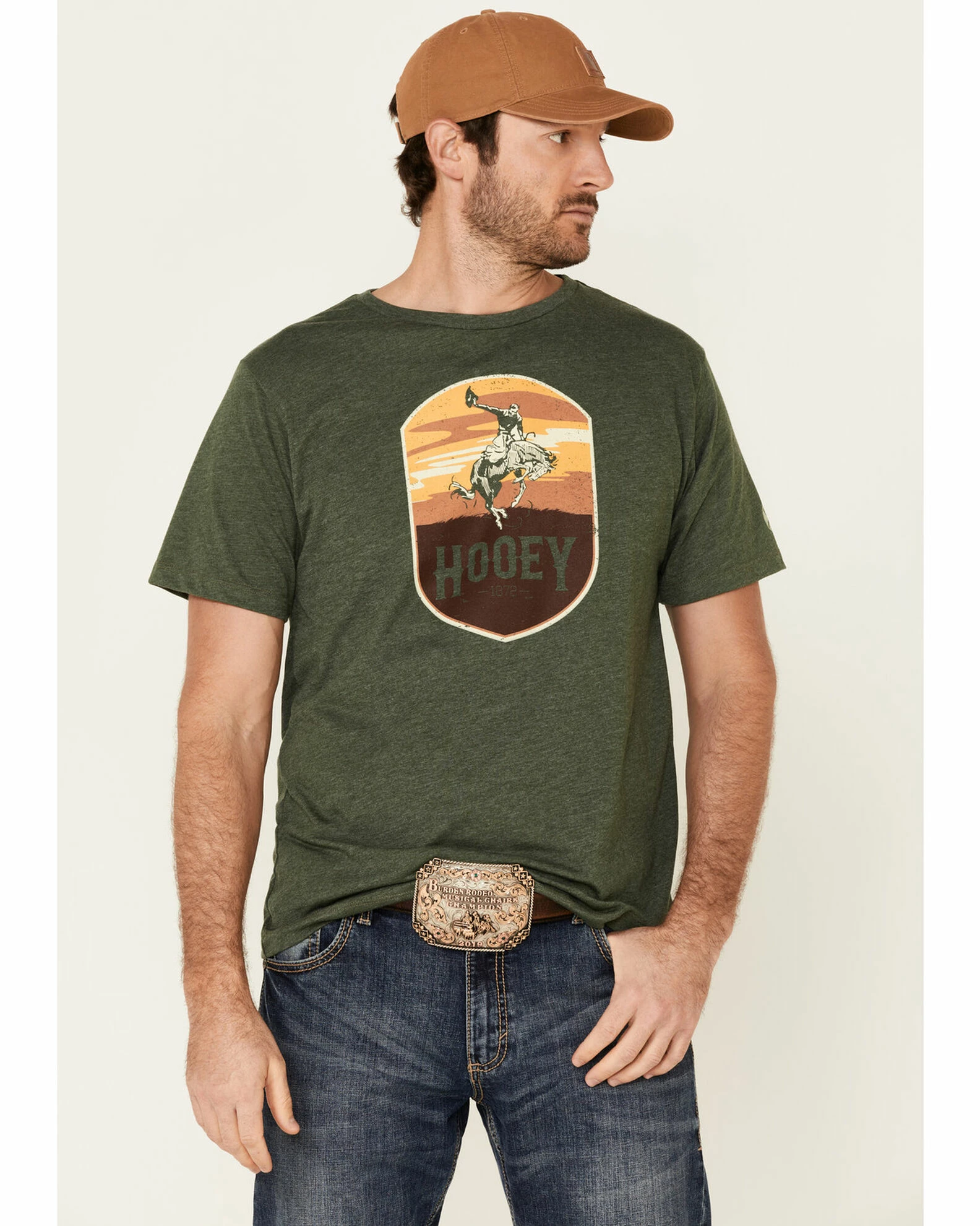 HOOey Men's Olive Cheyenne Logo Short Sleeve T-Shirt 3 HOOey Men's Olive Cheyenne Logo Short Sleeve T-Shirt
