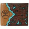 HOOey Men's Sign Bifold Tooled Wallet Dark Brown