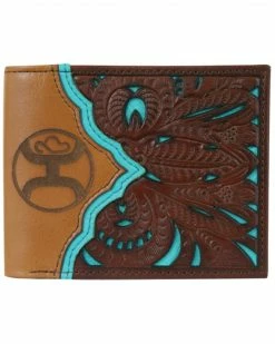 HOOey Men's Sign Bifold Tooled Wallet Dark Brown