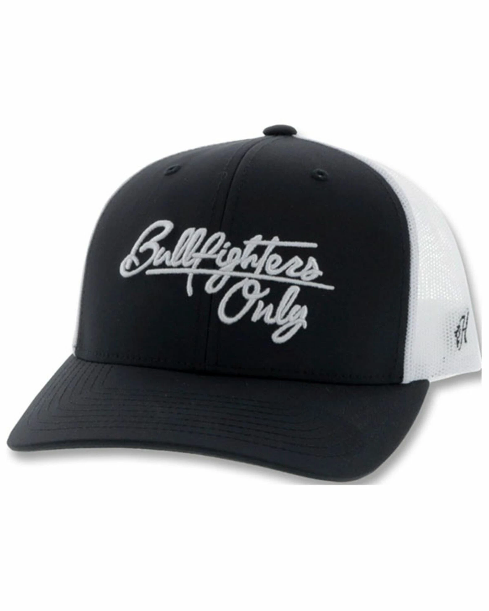 HOOey Men's Black & White Bull Fighters Only Embroidered Mesh-Back Trucker Cap 3 HOOey Men's Black & White Bull Fighters Only Embroidered Mesh-Back Trucker Cap