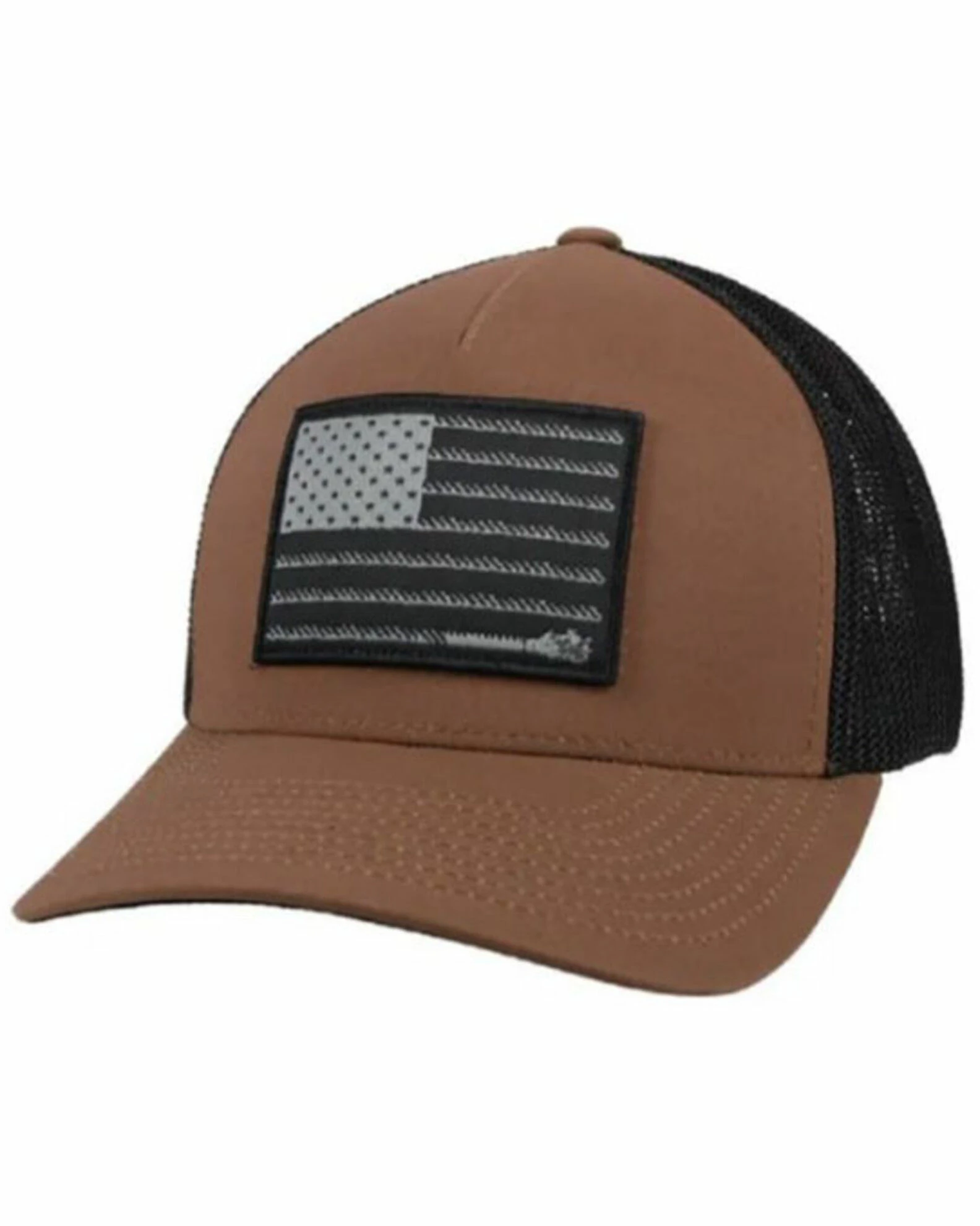 HOOey Men's Brown & Black Liberty Roper Flag Patch Mesh-Back Ball Cap 3 HOOey Men's Brown & Black Liberty Roper Flag Patch Mesh-Back Ball Cap