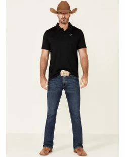 HOOey Men's Cowboy Golf Print The Weekender Short Sleeve Polo Shirt  Black -Hooey Shop 2000342326 001 P1 1