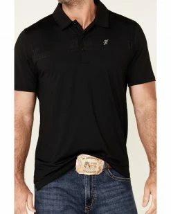 HOOey Men's Cowboy Golf Print The Weekender Short Sleeve Polo Shirt  Black -Hooey Shop 2000342326 001 P3