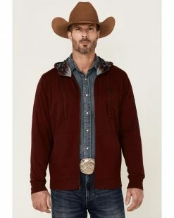 HOOEY Men's Maroon Light Weight Logo Zip Hooded Sweatshirt