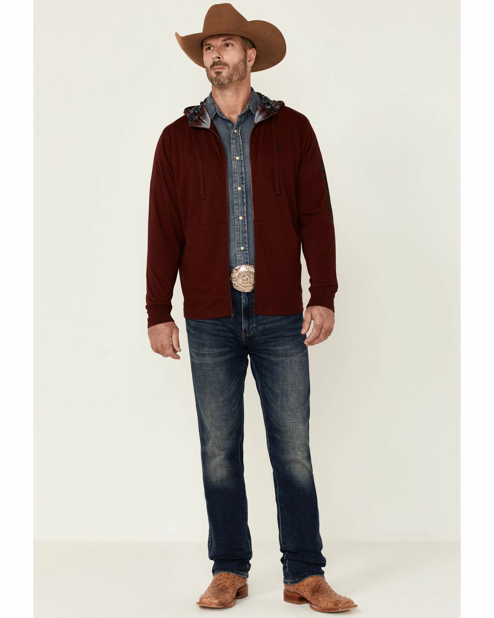 HOOEY Men's Maroon Light Weight Logo Zip Hooded Sweatshirt 4 HOOEY Men's Maroon Light Weight Logo Zip Hooded Sweatshirt - Image 2