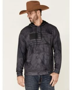 HOOey Men's Black Tie-Dye Liberty Roper Flag Graphic Hooded Sweatshirt 