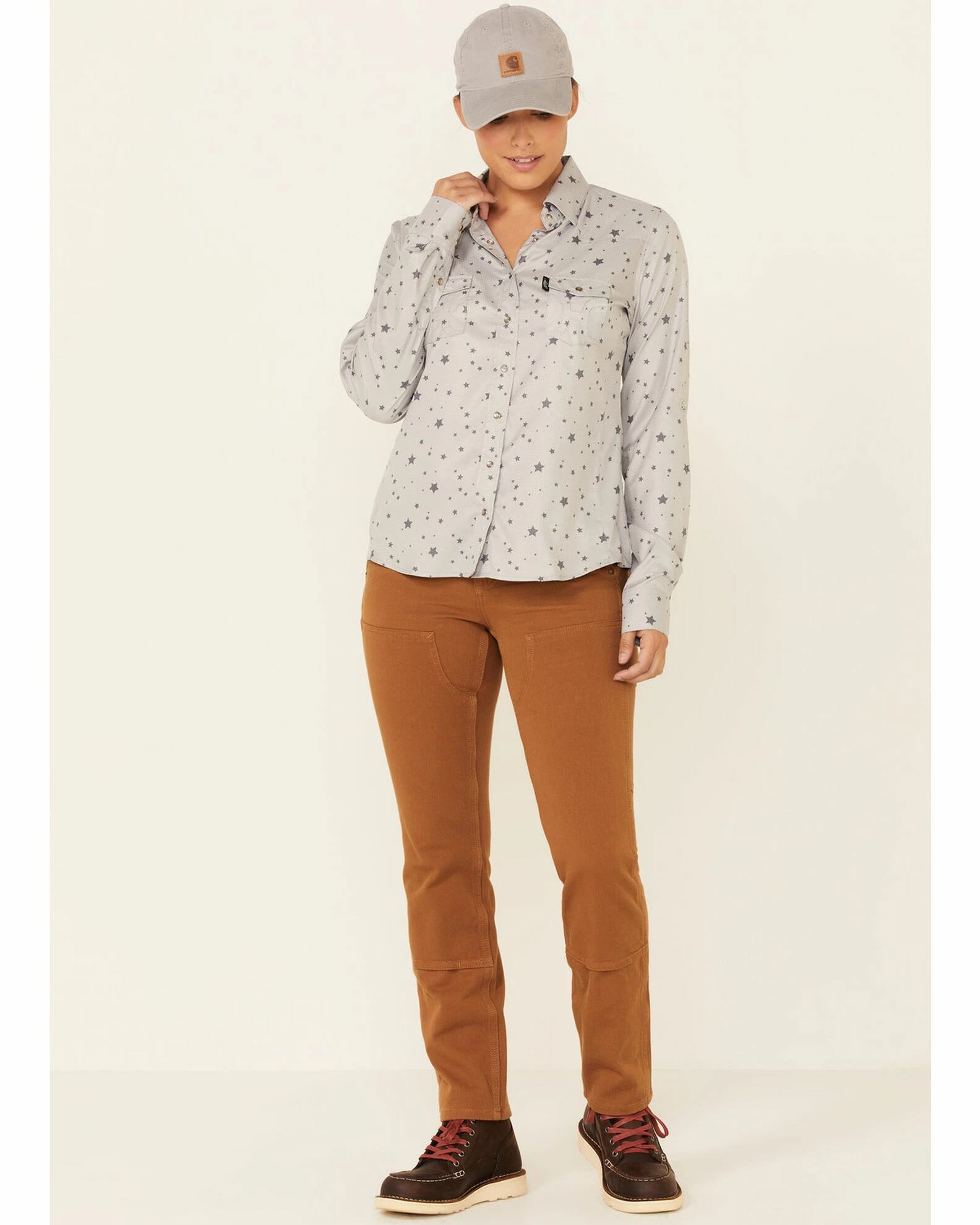 HOOey Women's Grey Star Print Habitat Sol Lightweight Long Sleeve Snap Western Core Shirt 4 HOOey Women's Grey Star Print Habitat Sol Lightweight Long Sleeve Snap Western Core Shirt - Image 2