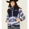 HOOey Women's Navy White Solid Print Color-Block Zip-Front Tech Jacket  -Hooey Shop 2000345373 410 P1