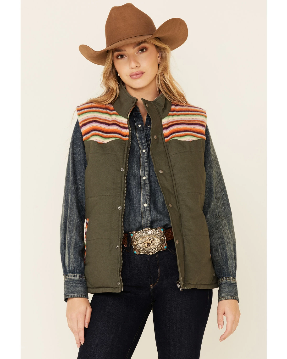 Hooey Women's Green Serape Yoke Button Vest 7 Hooey Women's Green Serape Yoke Button Vest - Image 5