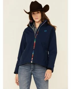 Hooey Women's Navy Softshell Zip-Front Jacket 