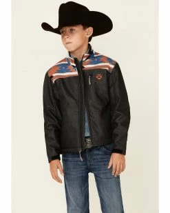 HOOey Youth Boys' Southwestern Yoke Softshell Jacket Grey