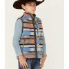 HOOey Boys' Southwestern Print Reversible Zip-Front Vest Charcoal