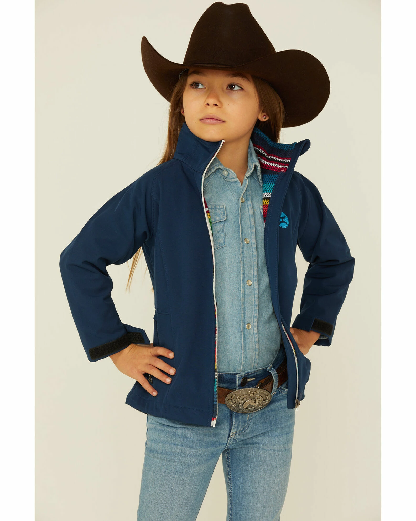 Hooey Girls' Navy Softshell Zip-Front Jacket 2 Hooey Girls' Navy Softshell Zip-Front Jacket