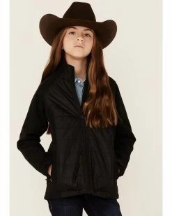 Hooey Girls' Black Quilted Torso Softshell Jacket