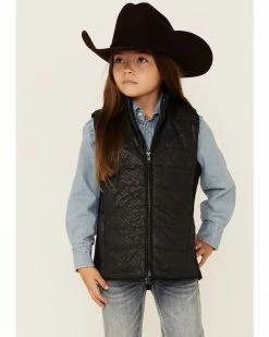 Hooey Girls' Black Snake Print Quilted Zip-Front Softshell Vest -Hooey Shop 2000345397 001 P1 1