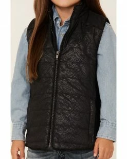 Hooey Girls' Black Snake Print Quilted Zip-Front Softshell Vest -Hooey Shop 2000345397 001 P3