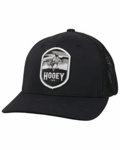 HOOey Men's Black On Black Cheyenne Patch Mesh-Back Flex Fit Ball CapÂ