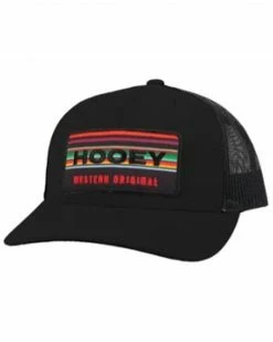 HOOey Men's Black On Black Horizon Logo Patch Mesh-Back Ball Cap 