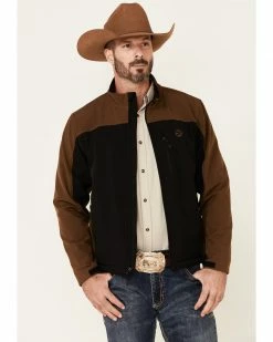 HOOey Men's Black & Brown Color-Block Zip-Front Softshell Jacket  Black/brown