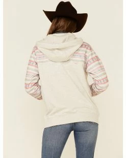 HOOey Women's Southwestern Print Button Down Hoodie Oatmeal -Hooey Shop 2000346693 104 P4