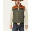 HOOey Men's Green & Tan Color-Block Packable Zip-Front Vest  -Hooey Shop 2000347155 280 P1